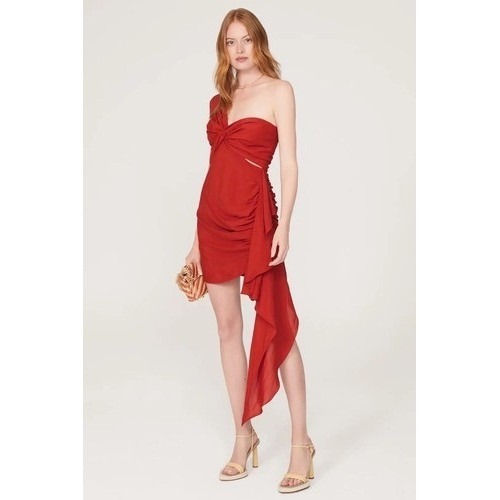Just Bee Queen Chili Red One Shoulder Draped Solange Mini Dress Size Medium